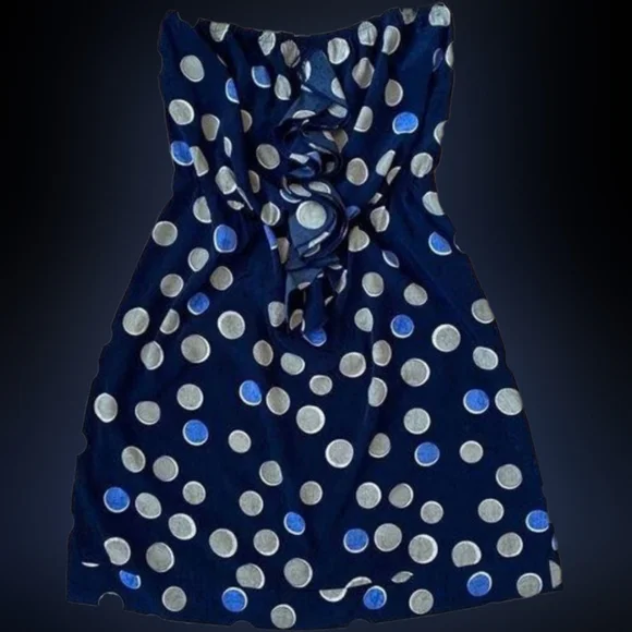 Banana Republic Navy Strapless Polka Dot Dress 6 - Picture 4 of 7
